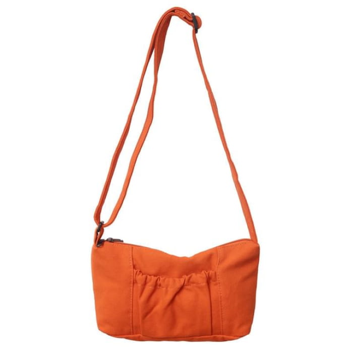 Canvas Plain Hobo Bag - Tangerine / One Size