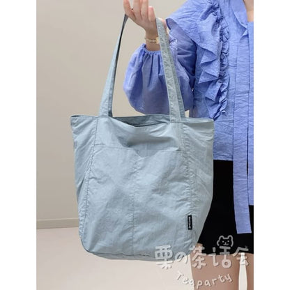 Canvas Plain Tote Bag / Charm / Set - Without - Blue