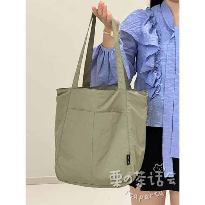 Canvas Plain Tote Bag / Charm / Set - Without - Green