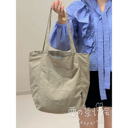 Canvas Plain Tote Bag / Charm / Set - Without - Khaki