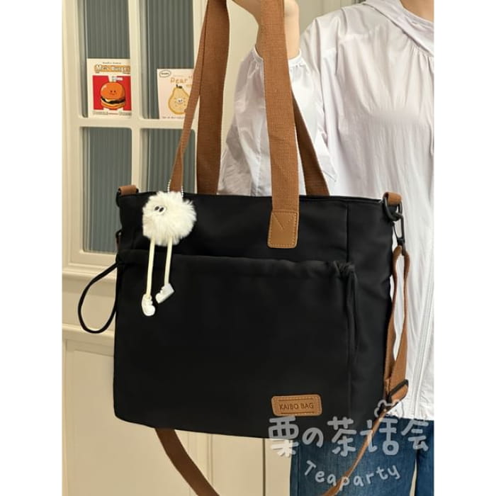 Canvas Tote Bag / Charm / Set - With Ball - Black / One Size