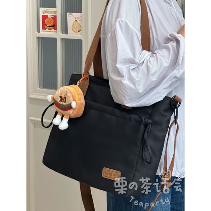 Canvas Tote Bag / Charm / Set - With Hamburger - Black