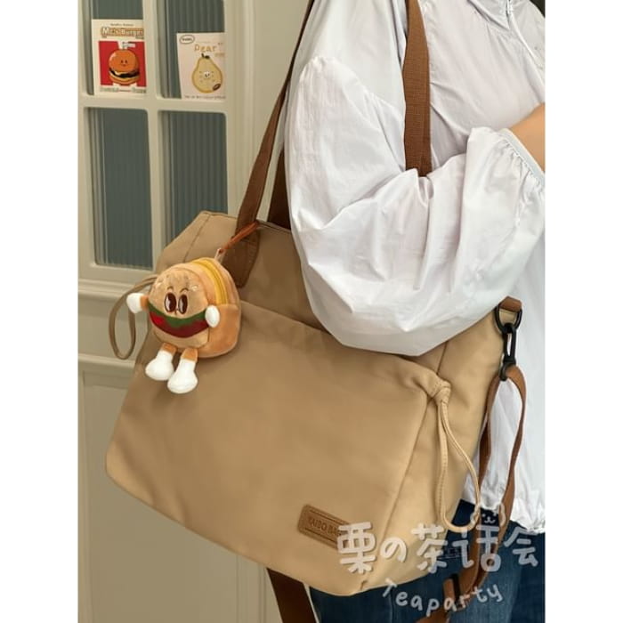 Canvas Tote Bag / Charm / Set - With Hamburger - Brown