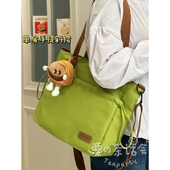 Canvas Tote Bag / Charm / Set - With Hamburger - Green