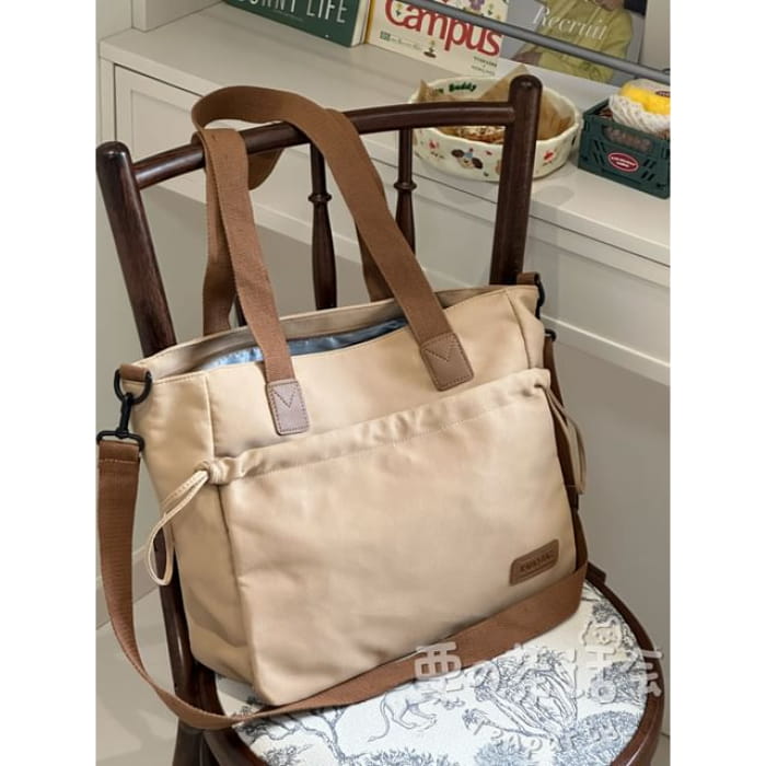 Canvas Tote Bag / Charm / Set - Without - Brown / One Size