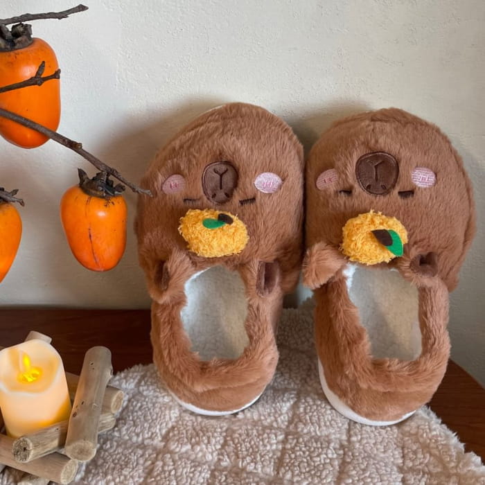 Capybara Fluffy Slippers