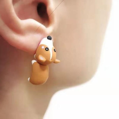 Cartoon-Animal Earrings - Corgi - Yellow / One Size