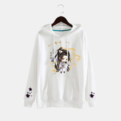 Cartoon Anime White Pocket Plush Hoodie - A / 01 / M