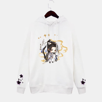 Cartoon Anime White Pocket Plush Hoodie - A / 03 / M