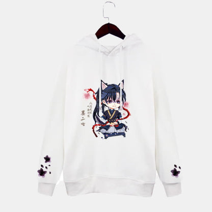 Cartoon Anime White Pocket Plush Hoodie - A / 04 / M