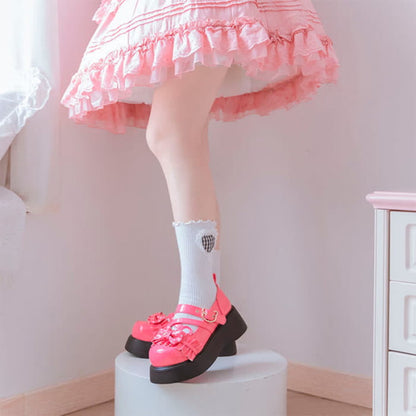 Cartoon Bear Polka Dot Bow Knot Platform Lolita Shoes