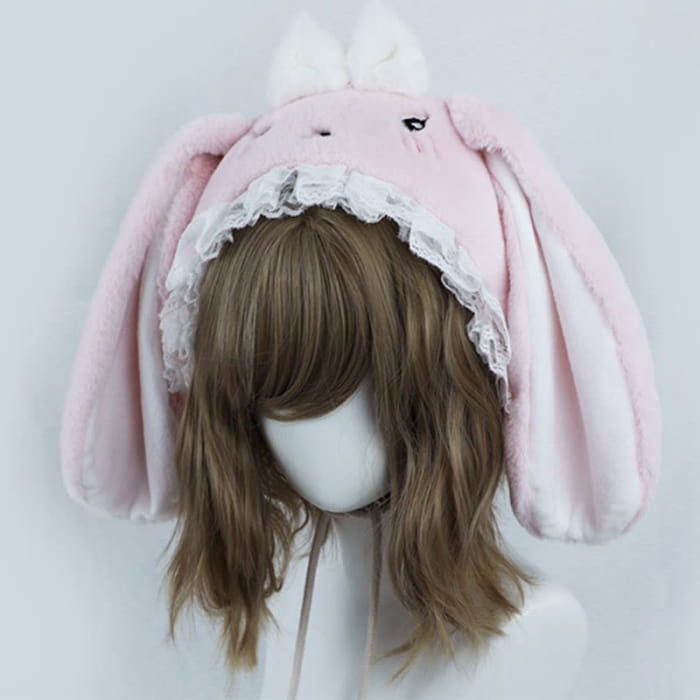 Cartoon Bunny Bear Ears Lace Lolita Plush Hat