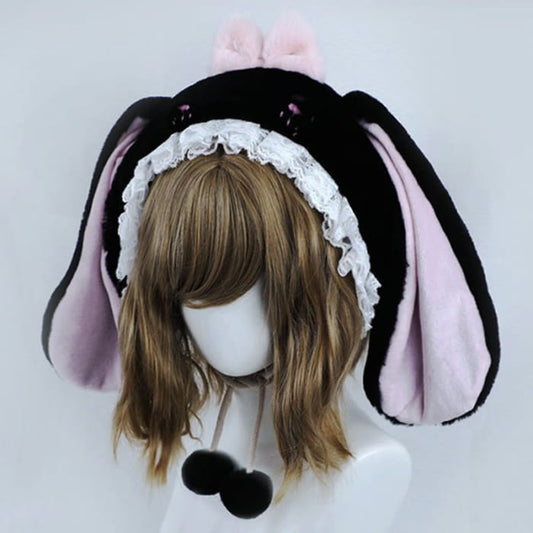 Cartoon Bunny Bear Ears Lace Lolita Plush Hat