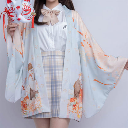 Cartoon Bunny Loose Cardigan Kimono Outerwear