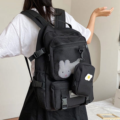 Cartoon Bunny Pattern Backpack with Mini Bag