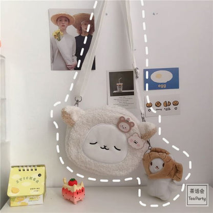 Cartoon Crossbody Bag / Charm / Set - With Taiyaki - Sheep