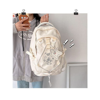 Cartoon Embroidered Multi-Pocket Backpack