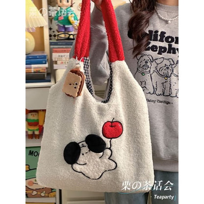 Cartoon Fleece Tote Bag - With Biscuit Coin Purse