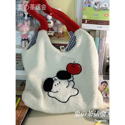 Cartoon Fleece Tote Bag - Without Charm - Shoulder Strap