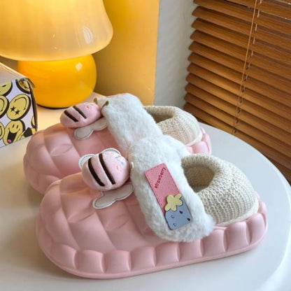 Cartoon Fluffy Platform Slip - Pink / 36 To 37