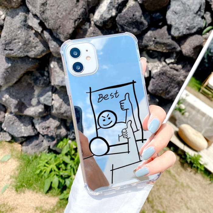 Cartoon Mirrored Phone Case - iPhone 15 Pro Max / Plus / 14