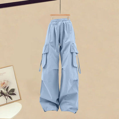 Cartoon Print Casual T-Shirt Blue Cargo Pants - M