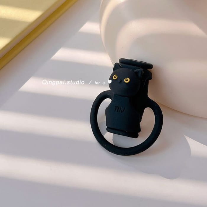 Cartoon Silicone Cable Protector - Black Cat - Green