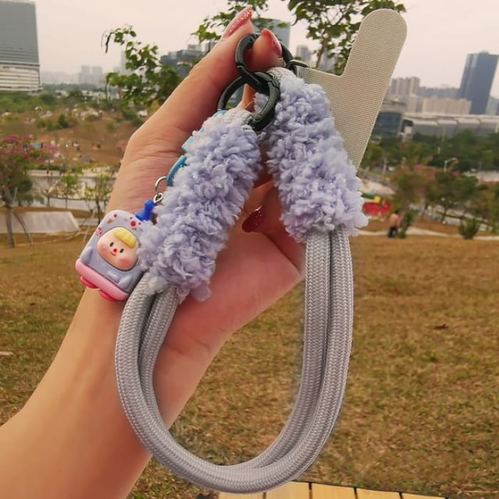 Cartoon Wrist Phone Strap with Lanyard Pad - Gray Tether