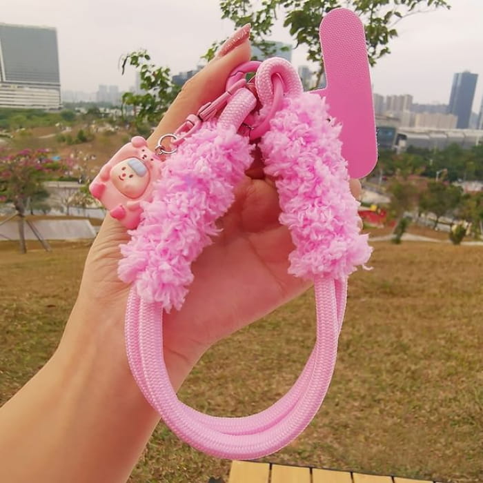 Cartoon Wrist Phone Strap with Lanyard Pad - Pink Tether