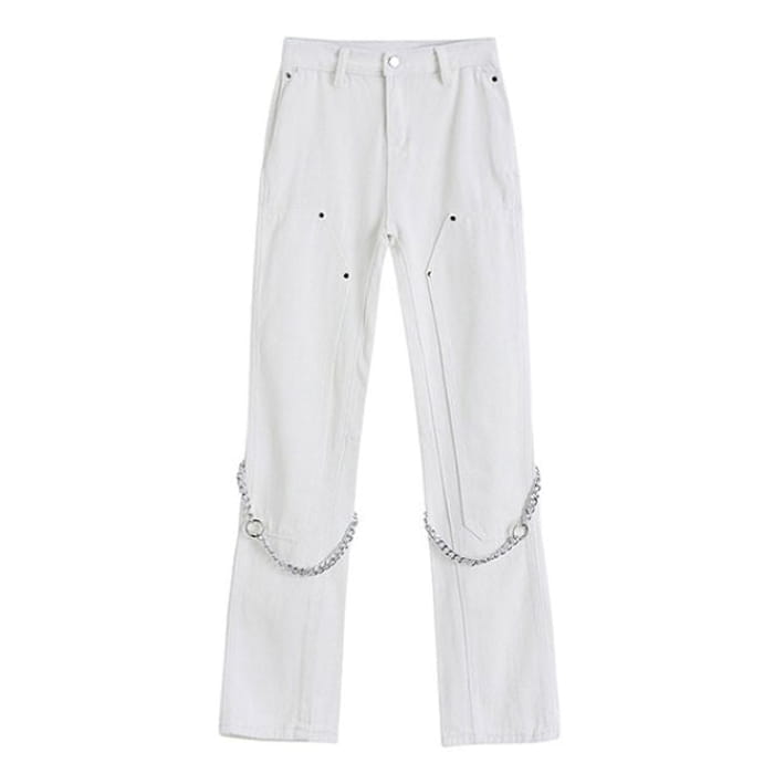 Casual Chain Jeans - S / White