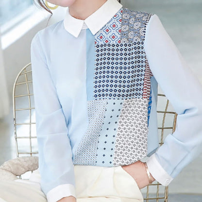 Casual Contrast Color Dots Print Shirt