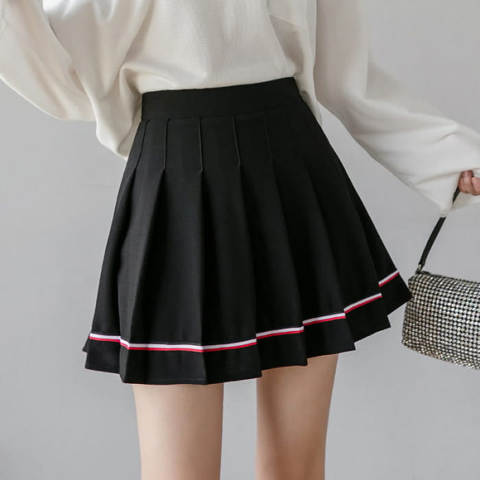 Casual High Waist Pleated Skirt