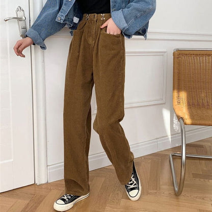 Casual Outfit Cord Pants - S / Brown