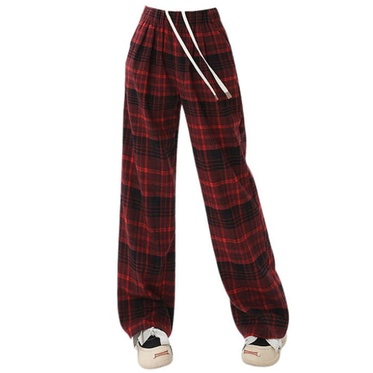 Casual Red Plaid Pants - S