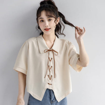 Casual Straps Bow Polo T-Shirt