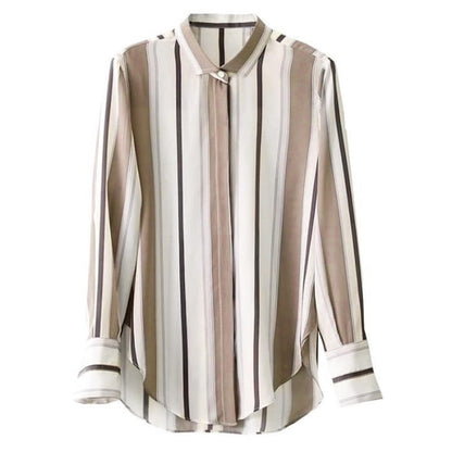 Casual Vertical Striped Loose Shirt - Stripe / M