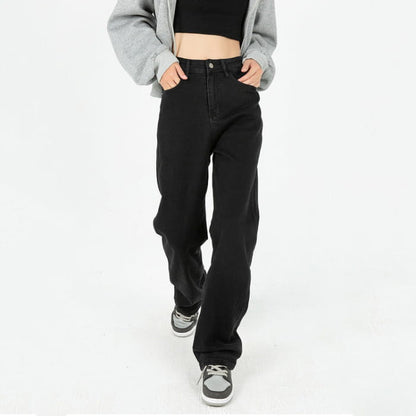 Casual Wide Leg Jeans - S / Black