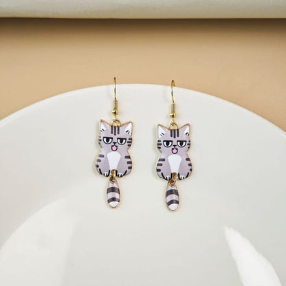 Cat Alloy Drop Earring - jewelry