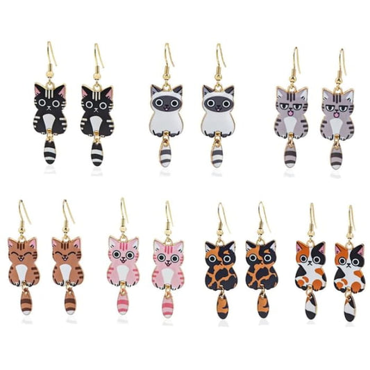 Cat Alloy Drop Earring - jewelry