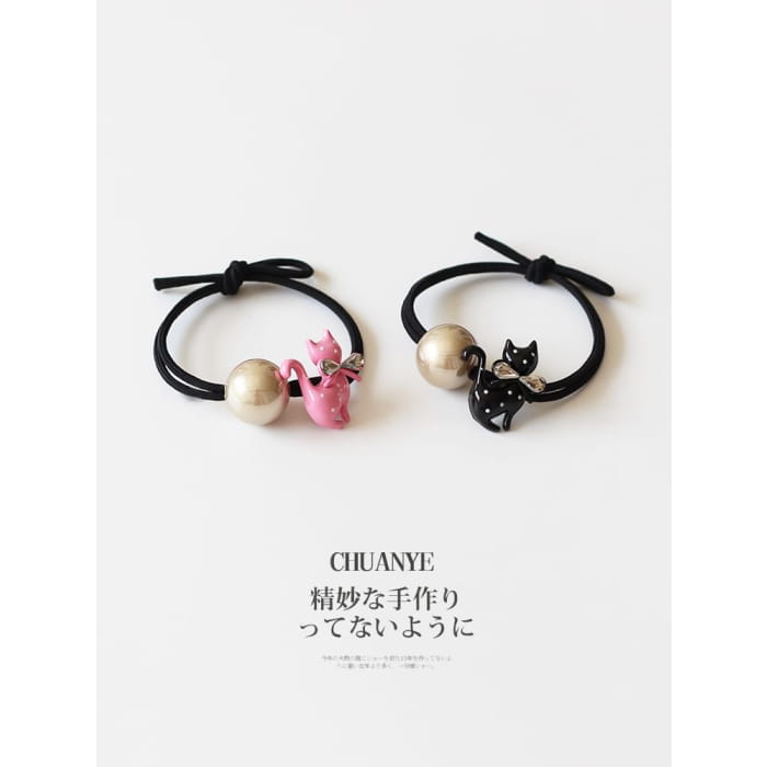 Cat Beaded Hair Tie