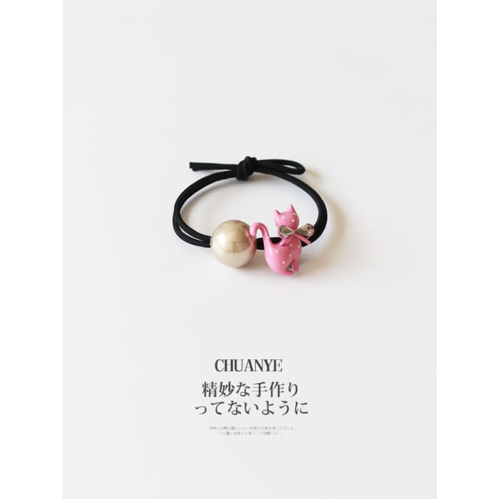 Cat Beaded Hair Tie