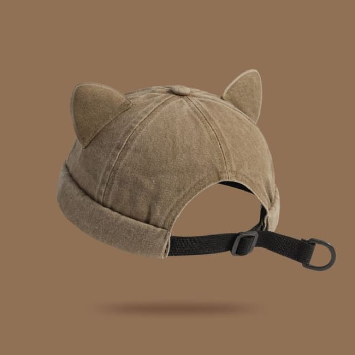 Cat Ear Brimless Hat - Khaki / One Size