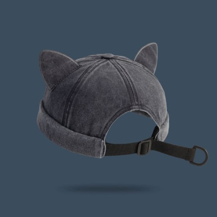 Cat Ear Brimless Hat - Navy Blue / One Size