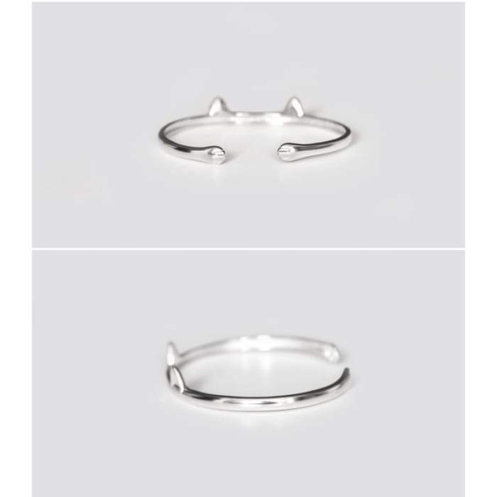 Cat Ear Sterling Silver Open Bangle