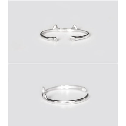 Cat Ear Sterling Silver Open Bangle