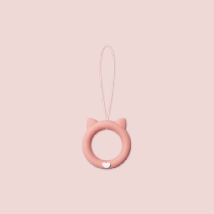 Cat Silicone Phone Charm / Set - 240406 - 1 Pc - Pink