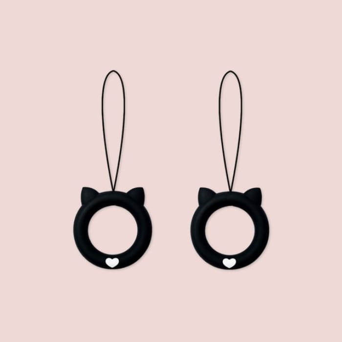 Cat Silicone Phone Charm / Set - 240406 - of 2 Pcs - Black