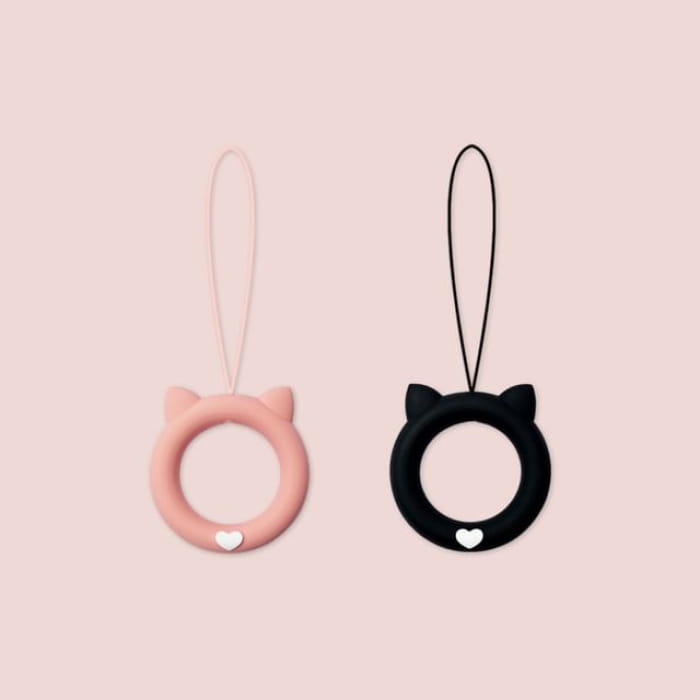 Cat Silicone Phone Charm / Set - 240406 - of 2 Pcs - Pink &