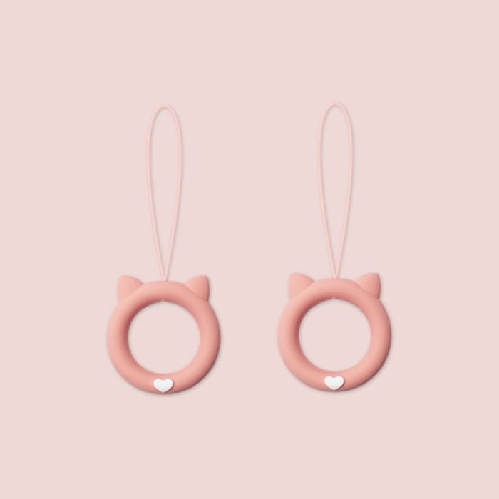 Cat Silicone Phone Charm / Set - 240406 - of 2 Pcs - Pink