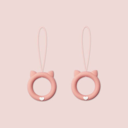 Cat Silicone Phone Charm / Set - 240406 - of 2 Pcs - Pink